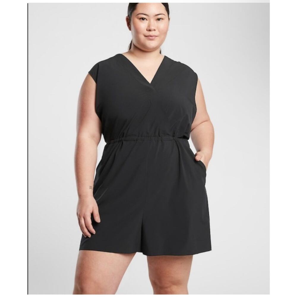 Athleta Black Marlow Romper Women NWT 3X Short Sleeveless
